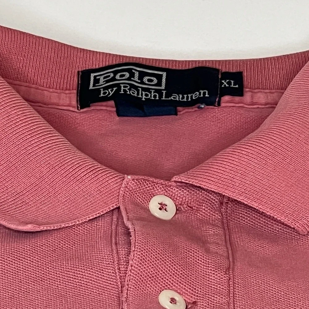 Polo Ralph Lauren Polo‎ Shirt XL Pink Faded Distressed Short Sleeve